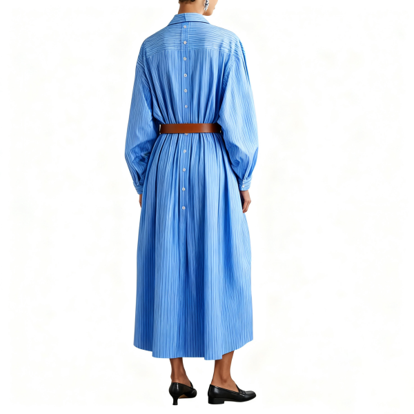 Blue Striped Oversized Shirt Dress