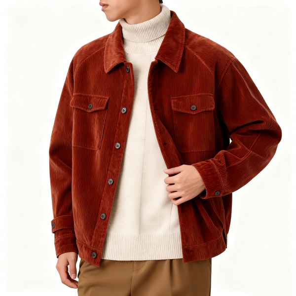 Rust Corduroy Overshirt Jacket