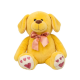 Custom-Made Yellow Puppy Plush Toy with Pink Bow & Heart Prints - Short Stuffed Animal Doll
