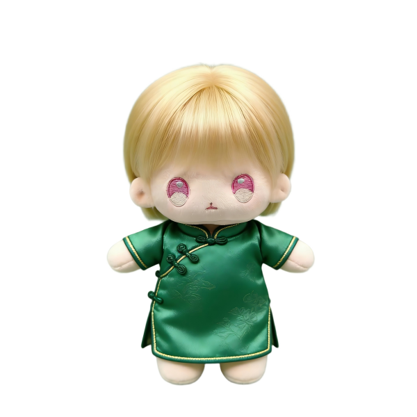 Green Qipao PP Cotton Doll Customized Naked Baby Plush Toy Girl Star Support Doll