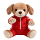 Cute Brown Puppy Plush Toy Super Soft PP Cotton Filled Red Tracksuit Stuffed Animal Big Comforter Birthday Gift