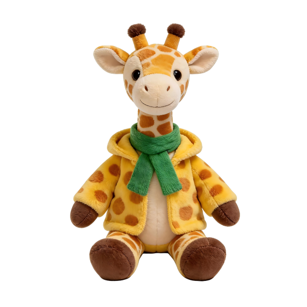 Spotted Giraffe Plush Toy Soft PP Cotton Filled Yellow Hoodie & Green Scarf Stuffed Animal Big Comforter Birthday Gift