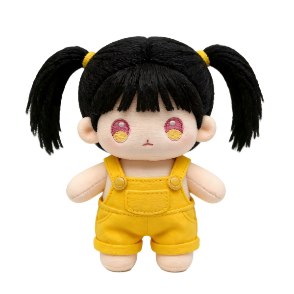 20cm Yellow Overalls PP Cotton Doll Customized Naked Baby Plush Toy Girl Star Support Doll